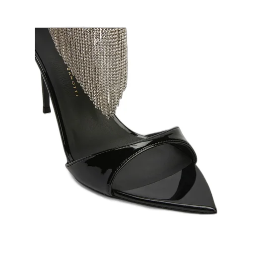 Ankle Strap Sandals With Crystal Fringe