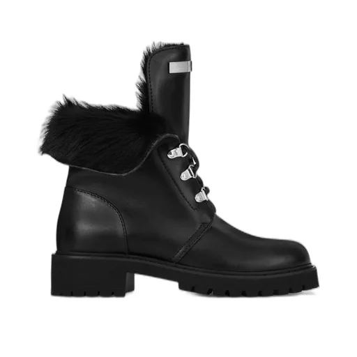 Lace-Up Boots With Fur Trim