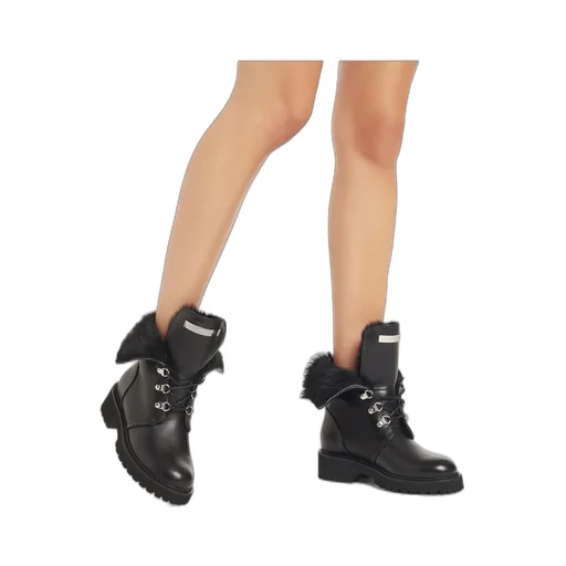 Lace-Up Boots With Fur Trim