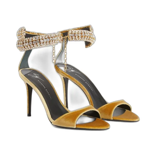 Crystal-Embellished Velvet Sandals