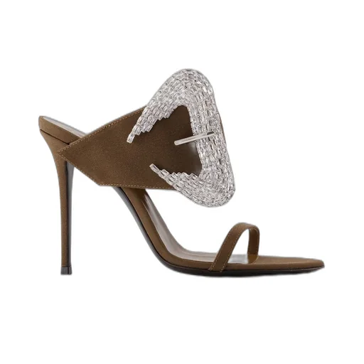 Mules With Crystal Buckle