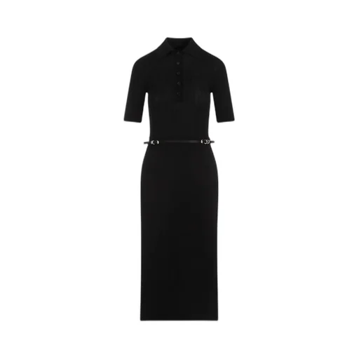 Ribbed Knit Polo Dress