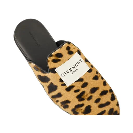 Leopard Print Calf Hair Mules