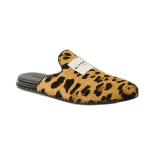 Leopard Print Calf Hair Mules