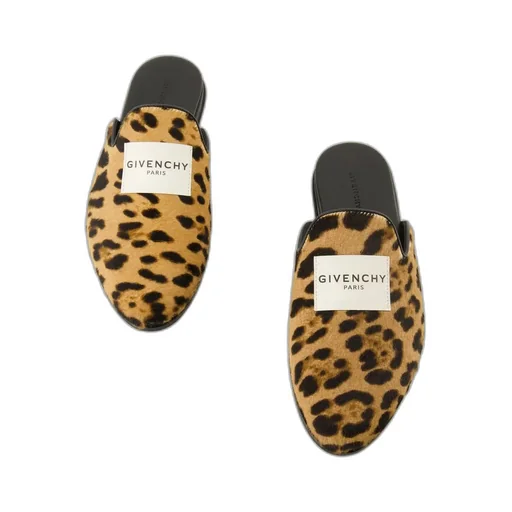 Leopard Print Calf Hair Mules