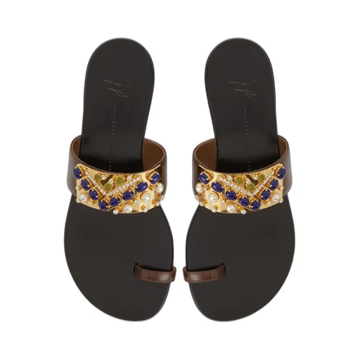 Flat Sandals With Embellished Strap