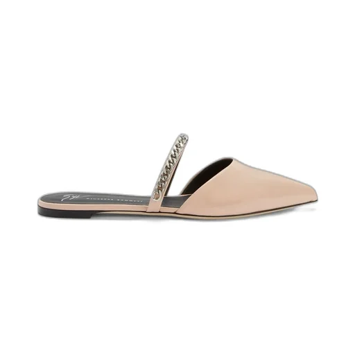 Pointed Toe Mules With Chain Detail