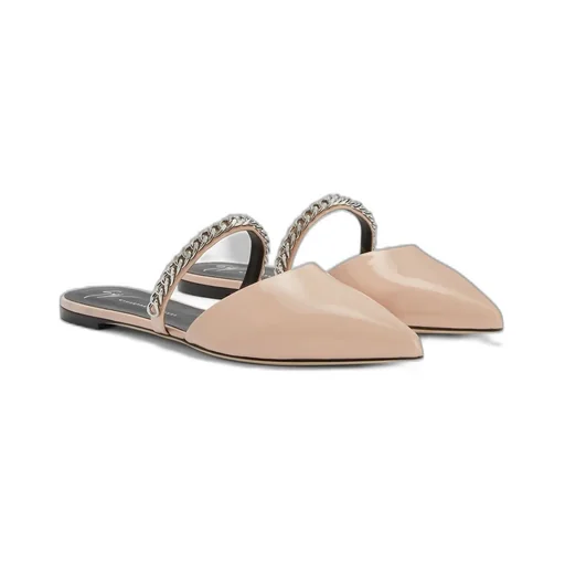 Pointed Toe Mules With Chain Detail