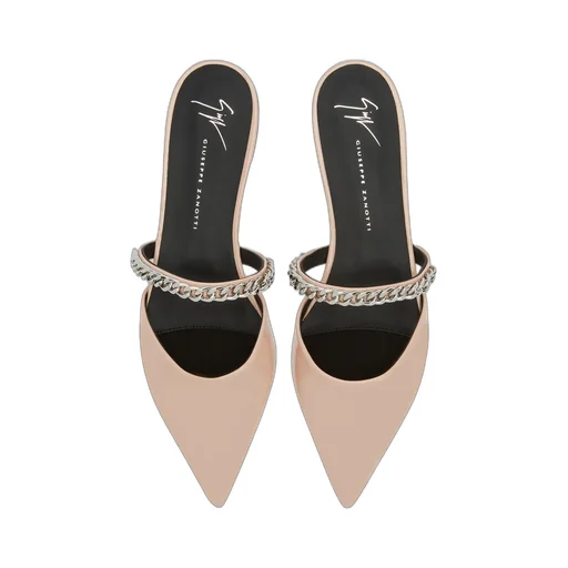 Pointed Toe Mules With Chain Detail