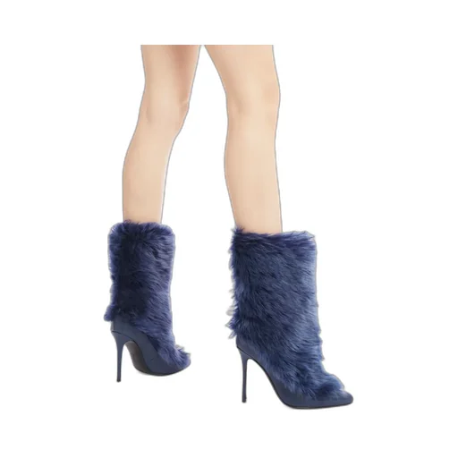 Furry High-Heeled Boots