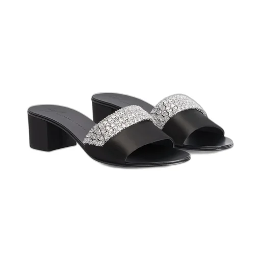 Mules With Crystal-Embellished Strap