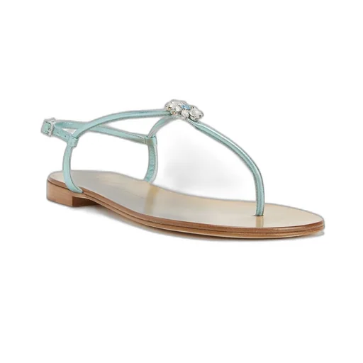 Thong Sandals With Crystal Embellishment