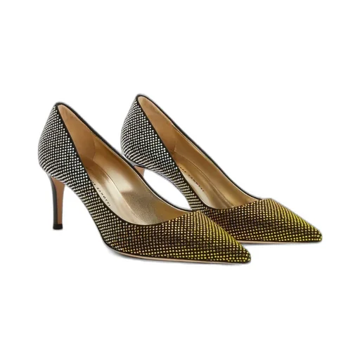 Pointed-Toe Pumps With Crystal Embellishments