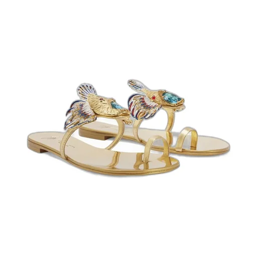 Eagle-Embellished Flat Sandals