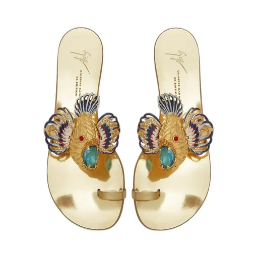 Eagle-Embellished Flat Sandals