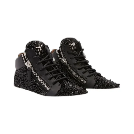 High-Top Sneakers With Studs And Crystals