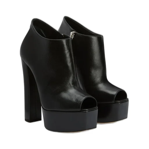 Peep-Toe Platform Ankle Boots