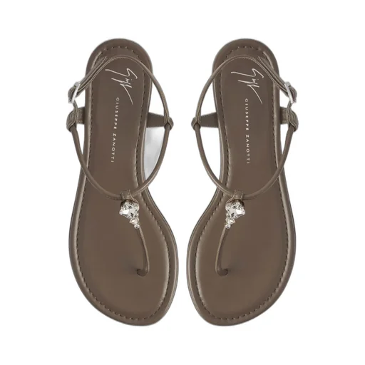 Thong Sandals With Crystal Embellishment