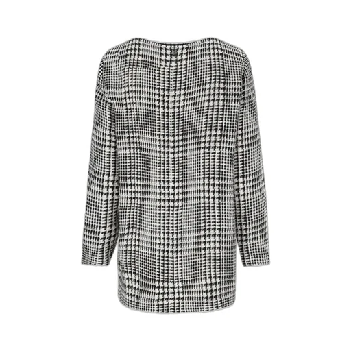 Houndstooth Print Long Sleeve Top