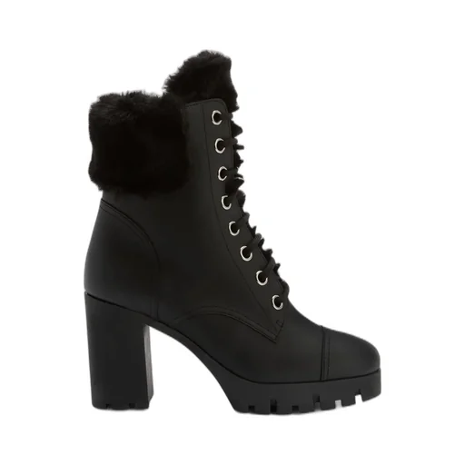 Lace-Up Faux Fur Trimmed Boots
