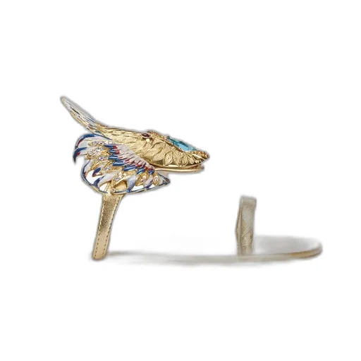 Eagle-Embellished Flat Sandals