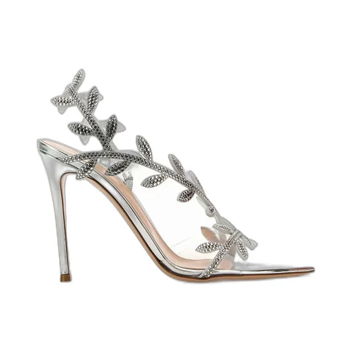 Leaf Embellished Stiletto Sandals