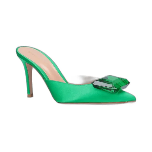Mules With Crystal Buckle