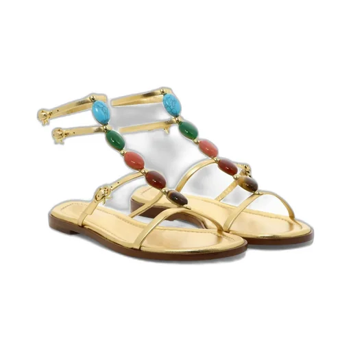 Flat Sandals With Gem Embellishments