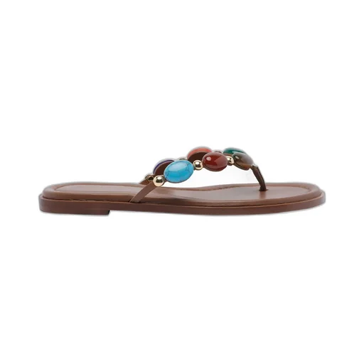 Thong Sandals With Gemstone Embellishment