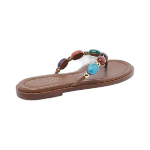 Thong Sandals With Gemstone Embellishment