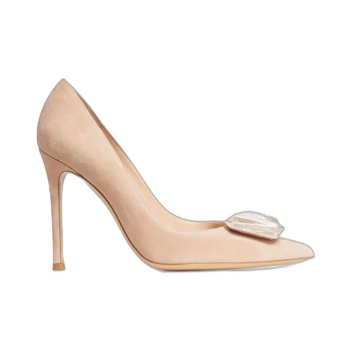 Pointed-Toe Pumps With Crystal Buckle