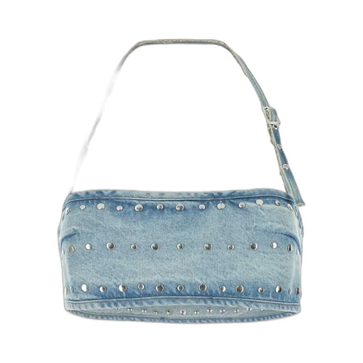 Denim Studded Shoulder Bag