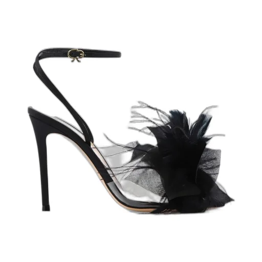 Feather-Trimmed Sandals