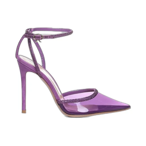 Pumps With Ankle Strap And Crystal Embellishments