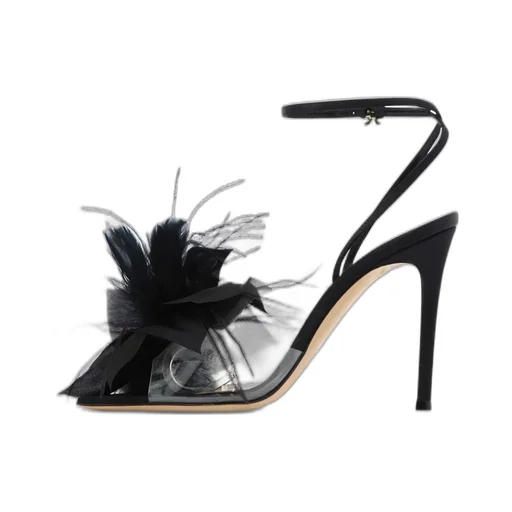 Feather-Trimmed Sandals