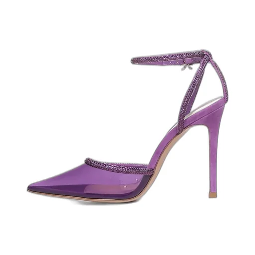 Pumps With Ankle Strap And Crystal Embellishments