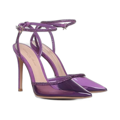 Pumps With Ankle Strap And Crystal Embellishments
