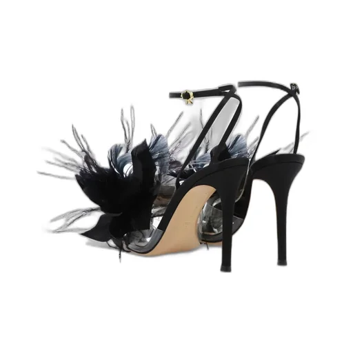 Feather-Trimmed Sandals