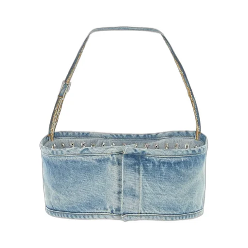 Denim Studded Shoulder Bag