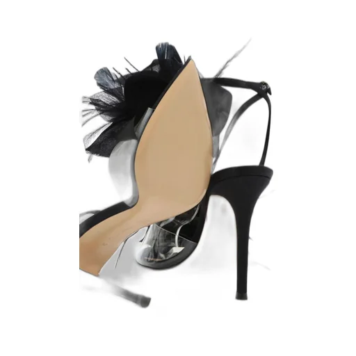 Feather-Trimmed Sandals