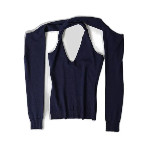 Cut-Out Halter Top With Long Sleeves