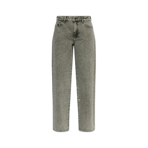 Straight Leg Jeans With Rhinestones