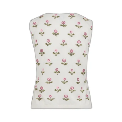 Sleeveless Sweater With Floral Embroidery