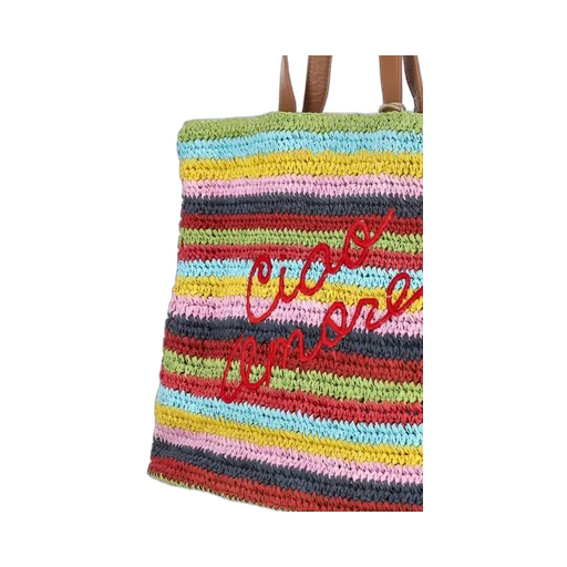 Striped Straw Tote Bag