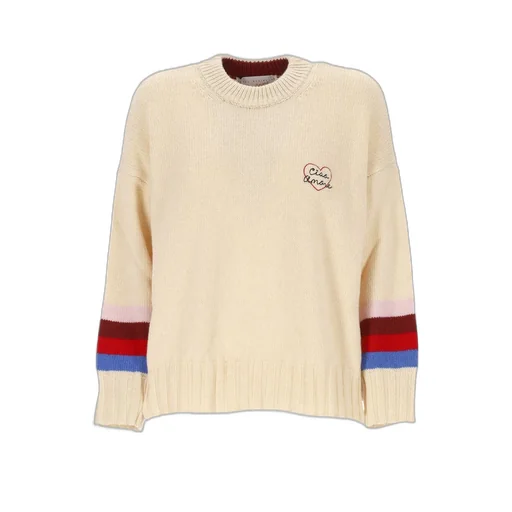 Crewneck Sweater With Embroidered Heart
