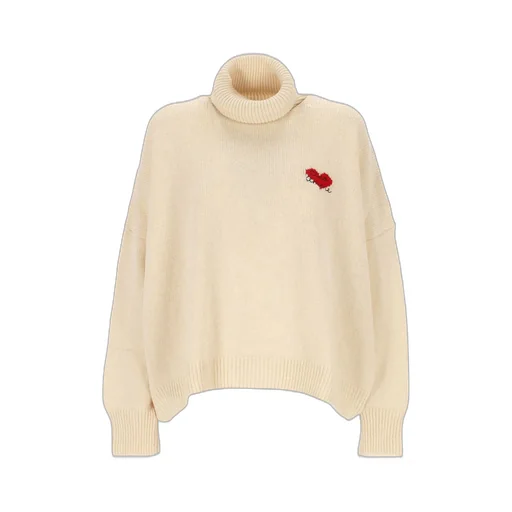 Turtleneck Sweater With Embroidered Heart