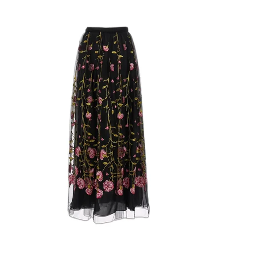 Maxi Tulle Skirt With Floral Embroidery