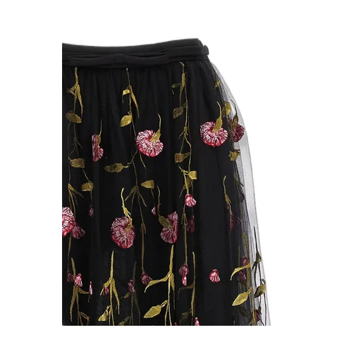 Maxi Tulle Skirt With Floral Embroidery