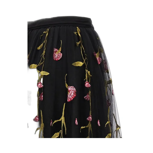Maxi Tulle Skirt With Floral Embroidery