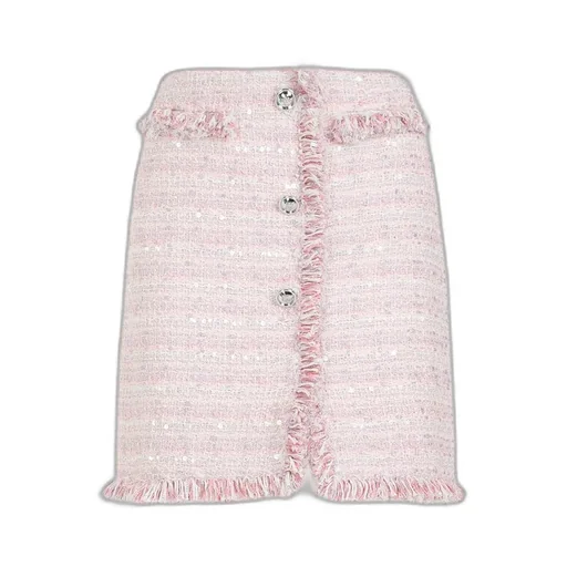 Tweed Mini Skirt With Fringed Trim